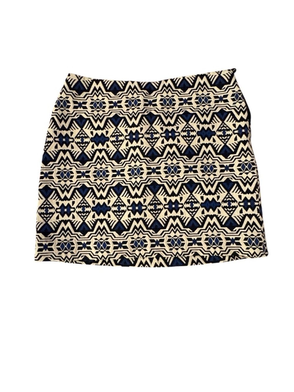H&M Navy and Cream Aztec Print Mini Skirt